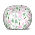 thumbnail image 1 of Garlic Storage Toy Bag Chair, Repetitive Vegetable Drawing Illustration on Plain Background, Stuffed Animal Organizer Washable Bag, Large Size, Fern Green Pale Mauve, by Ambesonne, 1 of 3