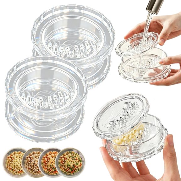 Garlic Twister Mincer, 6/4/2 PCS Clear Manual Garlic Twister and Ginger Mincer Tool, Mini Multi-Functional Manual Grinder, Kitchen Chopper Masher & Compact Crusher Set for Herb Onion Nuts