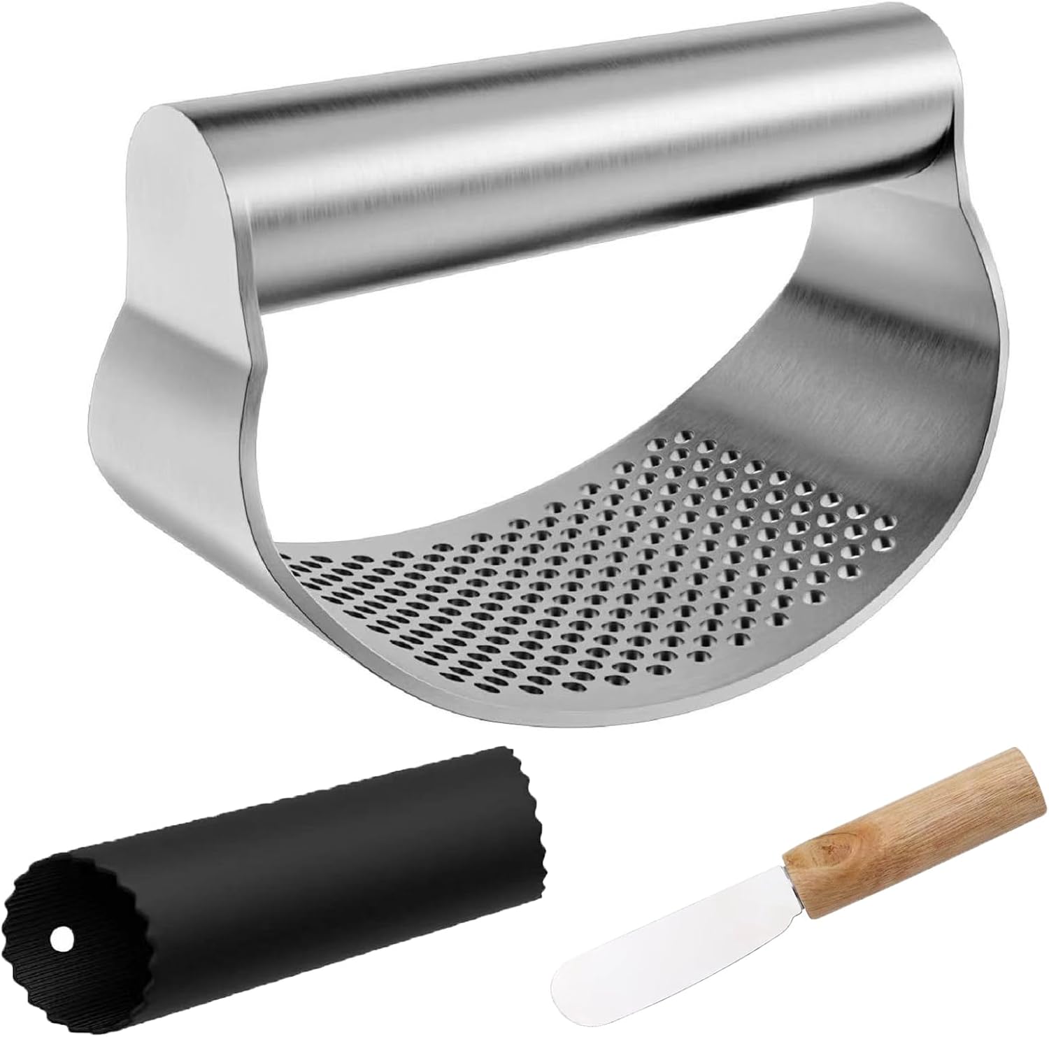 Garlic press kitchen tool garlic peeler professional ginger crusher ergonomic labor-saving rocker stainless steel