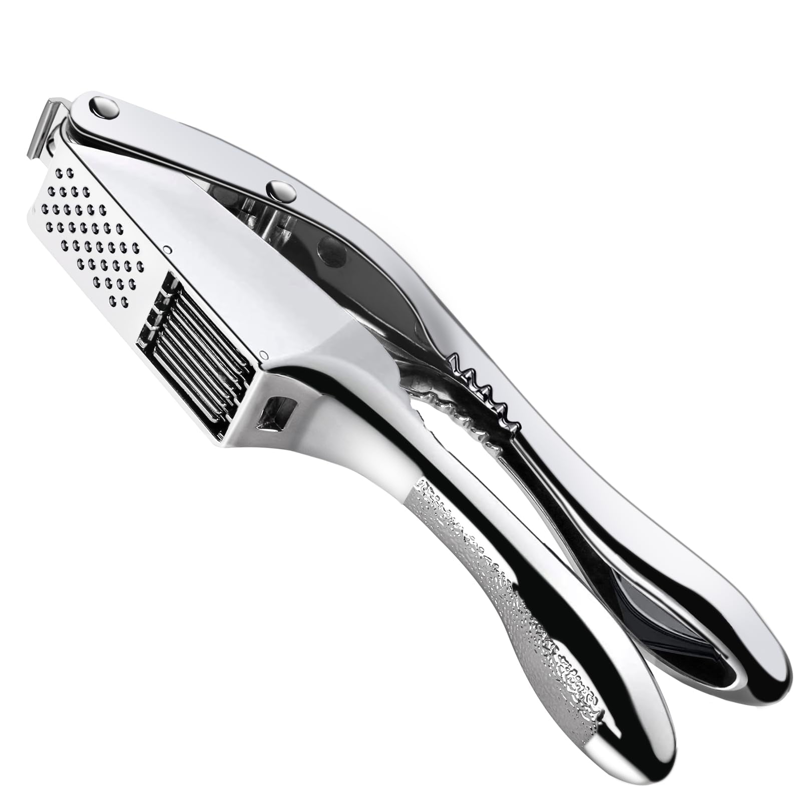 Silvery Stainless Steel 2-in-1 Garlic Press and Slicer