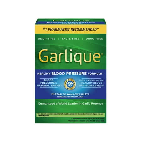 Garlique Healthy Blood Pressure Supplement, Odor Free Garlic, 1800 mcg Allicin, 60 Ct