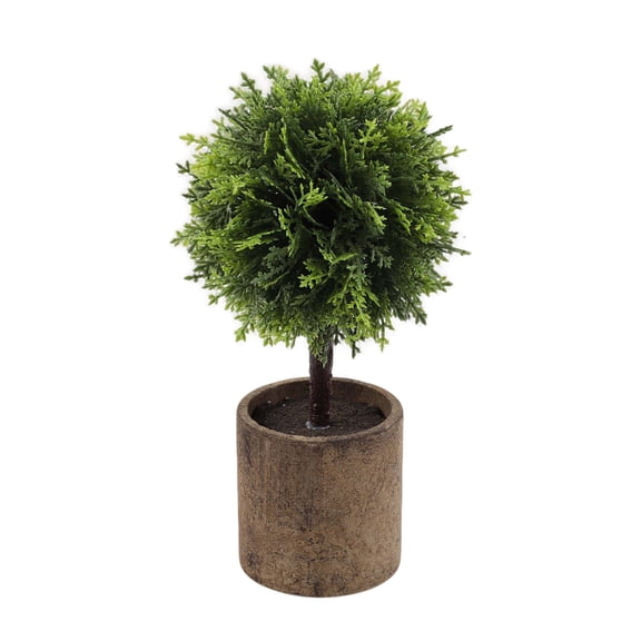 Garloy 9.8 Inch Artificial Topiary Potted Boxwood Plant Decoration Small Fake Topiary Ball Tree Greenery Arrangements Simulation Bonsai Faux Grass Ball Plant Ornament Garden Wedding Tabletop Decor(C)