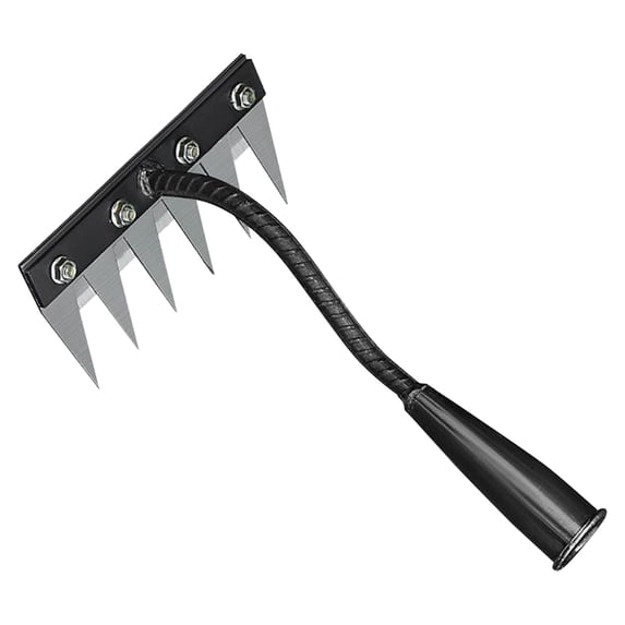 Garloy Heavy-Duty Iron Weeding Rake,1PC Iron Rake for Gardening and Weeding with 6 Metal Tines,Weeding Rake for Sturdy Dethatching,Ironrake for Backyard Lawn Loosening Planting Weeding,7.8x3.7 Inch