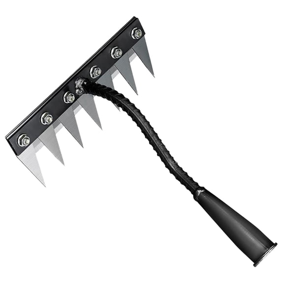 Garloy Heavy-Duty Iron Weeding Rake,1PC Iron Rake for Gardening and Weeding with 7 Metal Tines,Weeding Rake for Sturdy Dethatching,Ironrake for Backyard Lawn Loosening Planting Weeding,9x3.7 Inch