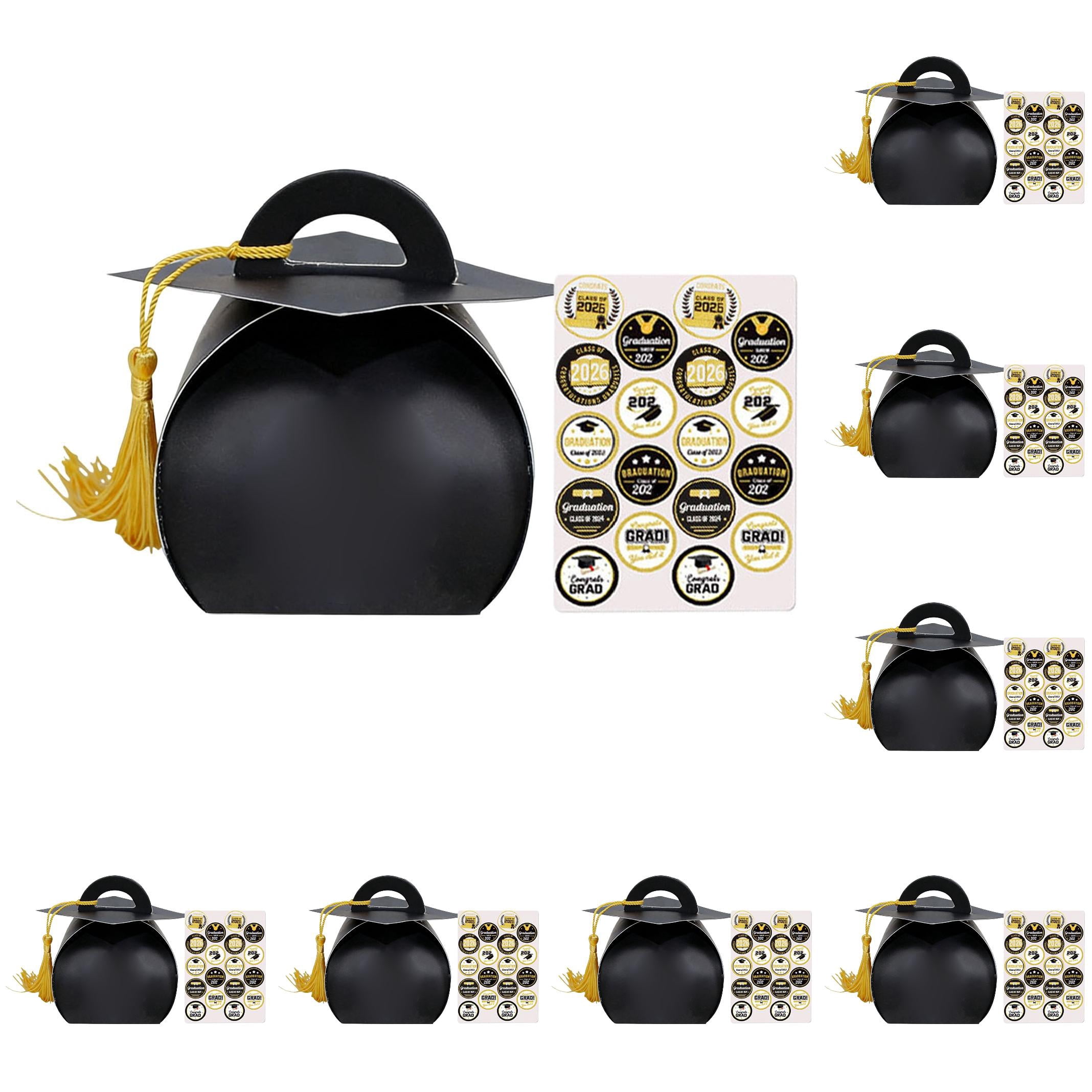 Garloy Small Treat Chocolate Box,Graduation Cap Candy Box,Class Of 2026 Candy Box With Tassel,Candy Containers,Graduation Gift Box,Treat Box With Tassel,Mini Graduation Cap Gift Boxes,Black(30PCS)