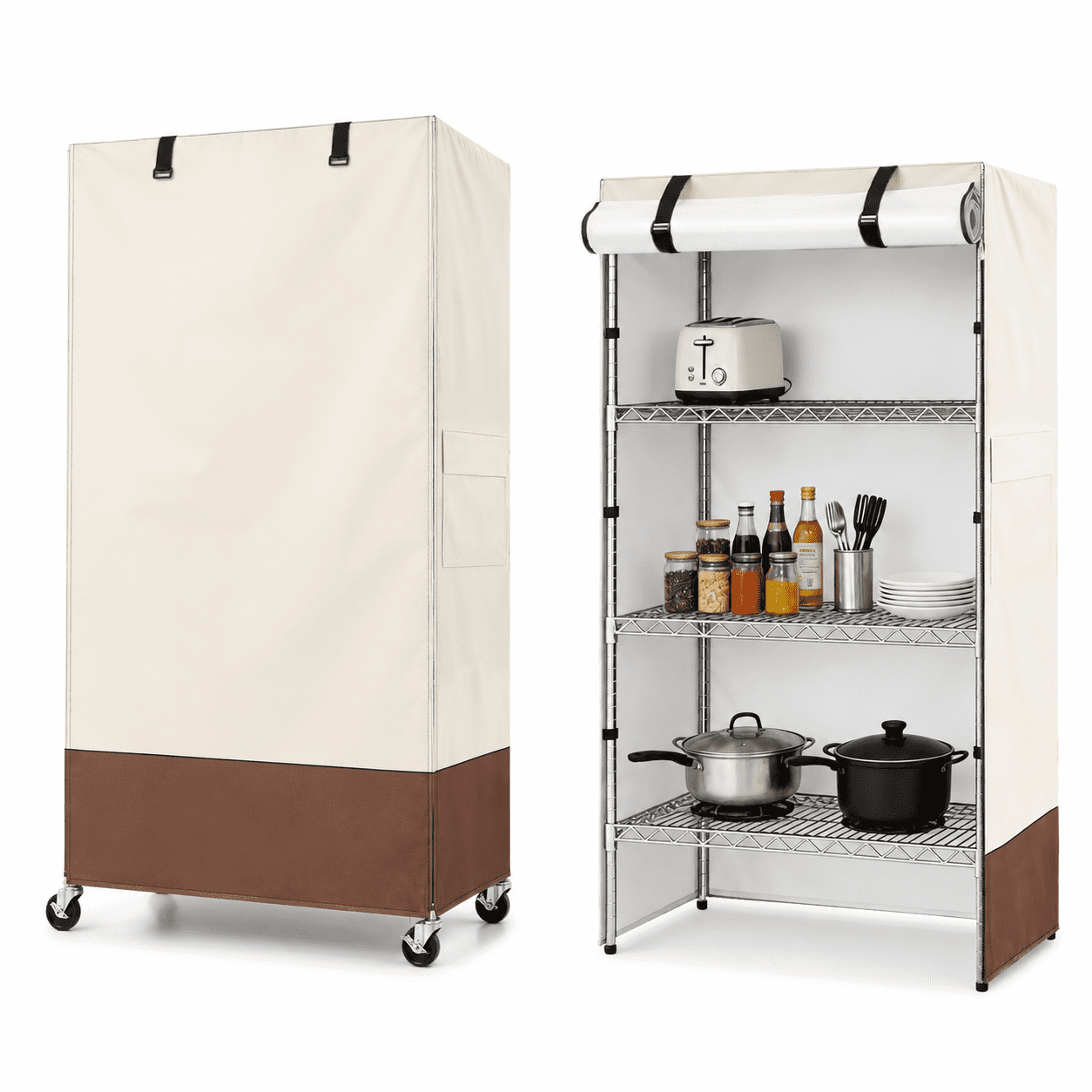 Garment Bag, Beige & Brown, 36