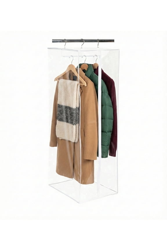 Garment Bag - Clear Hanging Closet Organizer - Durable Zippered Cover with Rod Protects Dresses, Suits, and Jackets from Dust and Moist, 54"H
