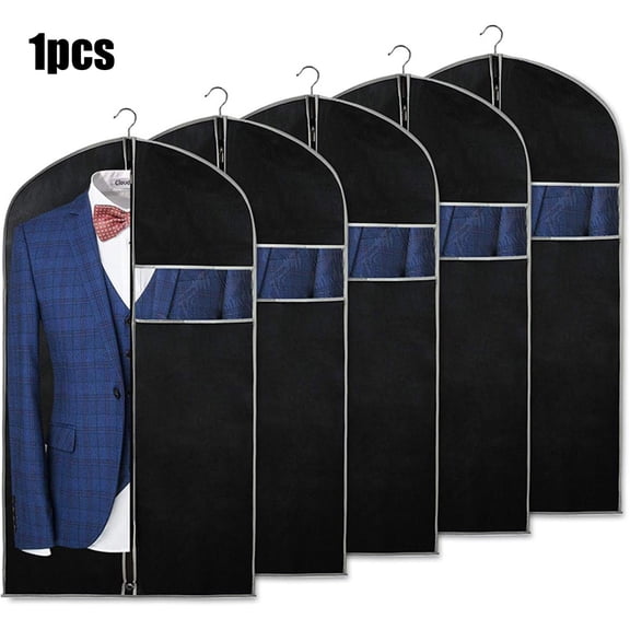 Garment Bag for Closet Storage, Foldable Suit Bag for Travel with Two Transparent Windows, Clothes Dust Cover for Hanging Suits Jackets Skirts, Breathable Storage for Home and Portable Use