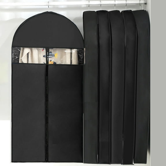Garment Bag for Closet Storage and Travel Foldable Hanging Clothes Organizer Suit Cover with Clear Window Zipper for Suits Dresses Coats Jackets and Wardrobe Organization