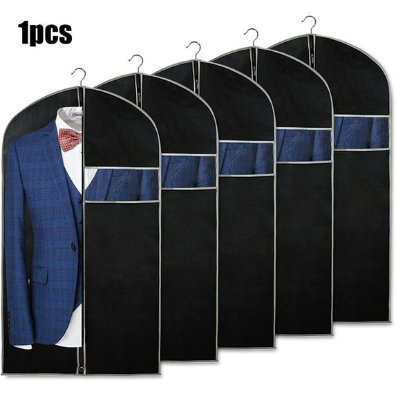 Garment Bag for Closet Storage and Travel - Foldable Suit Cover, Transparent Window Visibility, Dust-proof Wrinkle Protection, Hanging Clothes Organizer