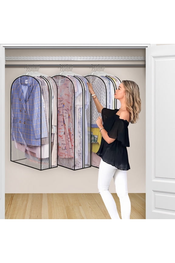 Garment Bag Storage Cover, Clear Transparent Pe Material, Waterproof Dustproof Design, Hanger Hole for Closet Organization, Wrinkle-free Garment Protection, Topliu
