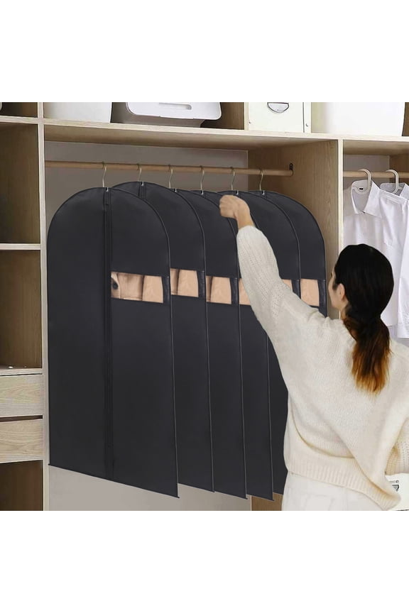 Garment Bag, Suit Bag Foldable Polyester, 23.62 x 39.37 in Hanging Closet Storage Travel Cover With Clear Window Pocket and Smooth Zipper, Dust Protection