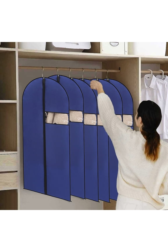 Garment Bag, Suit Bag Foldable Polyester, 23.62 x 39.37 in Hanging Closet Storage Travel Cover With Clear Window Pocket and Smooth Zipper, Dust Protection