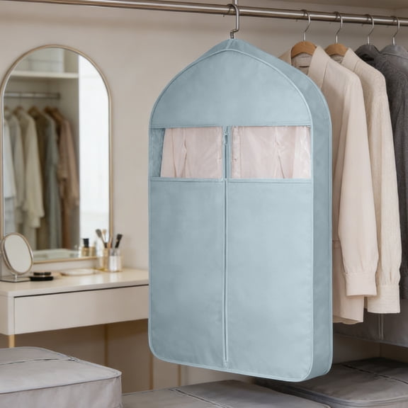Garment Bag for Travel & Storage, Waterproof Suit Cover with Clear Window, Holds Multiple Coats Jackets Shirts, Foldable Hanging Clothes Organizer