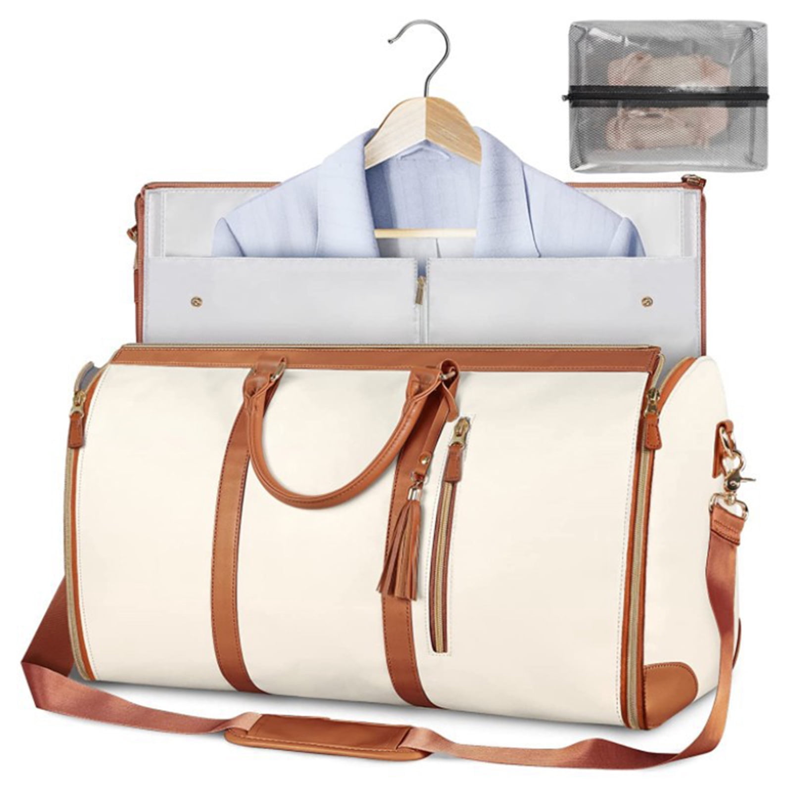 Garment Bag with Shoulder Strap PU Folding Suit Bag for Man Women Travel Bag Suitcase Waterproof Luggage Bag Organizers