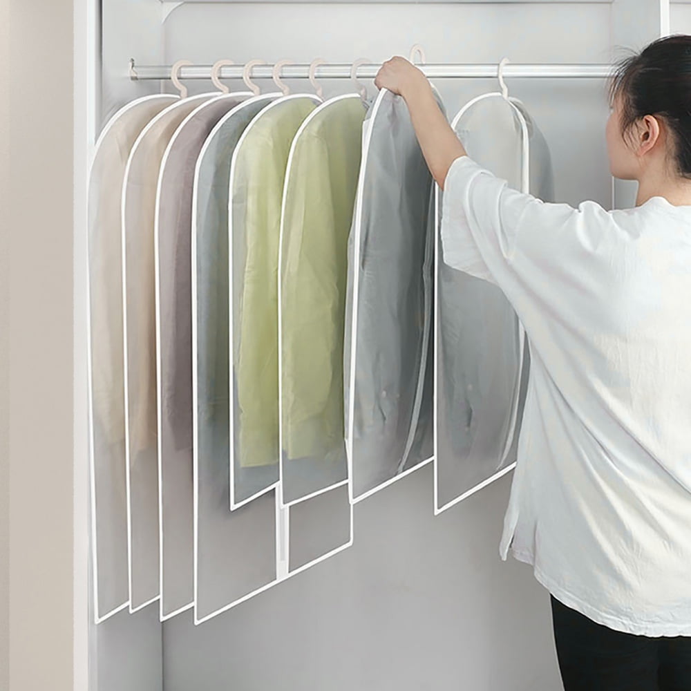 Garment Bags, Clear Moth Proof Suits Cover for Hanging Clothes Closet ...