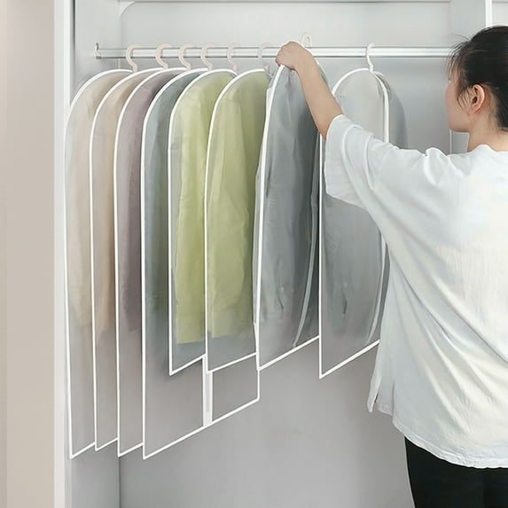 Garment Bags, Clear Moth Proof Suits Cover for Hanging Clothes Closet Storage Travel, Plastic Protector for Coat, Jacket, Sweater, Shirts, 23.6" x 39.4"