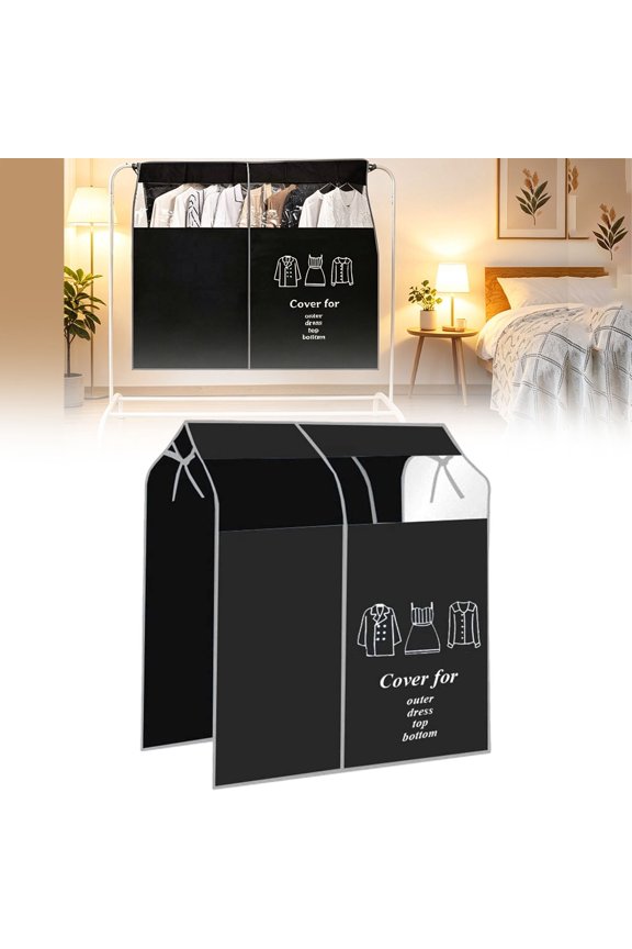 Garment Bags for Hanging Clothes, 35.4 in Breathable Non-Woven Garment Cover, Storage Closet Garment Rack Cover, Visual Window Clothes Storage Cover, Expandable Suit Coat Dust Cover,Black