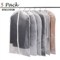 Garment Bags for Hanging Clothes, 5 PCs Clear Garment Bag, Dustproof Suit Bag, Coat Protector Zippered Garment Covers for Closet Storage and Travel - 24'' x 40''/5 Pack