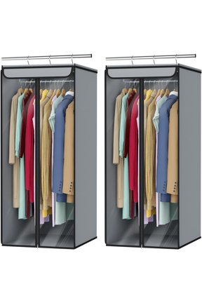 Garment Bags for Hanging Clothes, Large Clothes Storage Bags Closet Organizer with Clear Window, Premium Hanging Garment Storage Bag for Suits, Coats, Jackets, 40", 2-Pack (Grey)