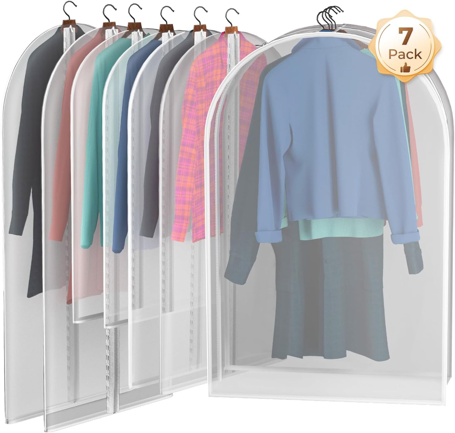 Garment Bags for Hanging Clothes, Set of 7 Suits Covers for Closet