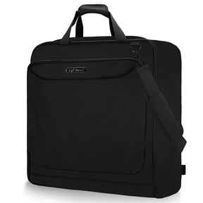 Garment Bags for Travel, Lychee Large Foldable Carry On Garment Bags with Shoulder Strap for Men Women, Business Luggage Suits Case Bag for Hanging Clothes, Black