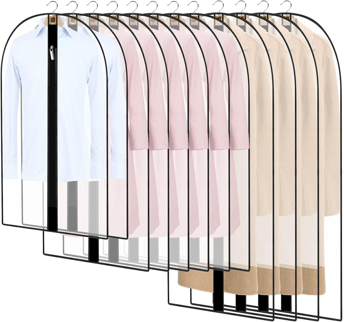 Garment Bags with Zipper, Dustproof Breathable Clear Clothes Covers