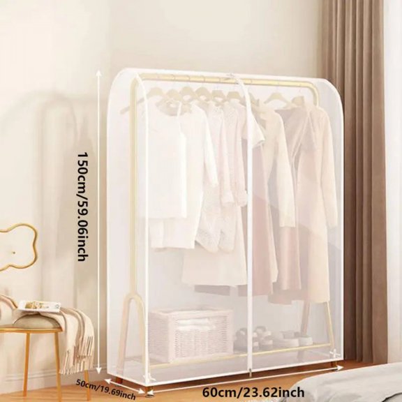 Garment Coat Dust Moisture proof Protection Transparent Square Full Cover for Floor-standing Drying Rack for Clothes