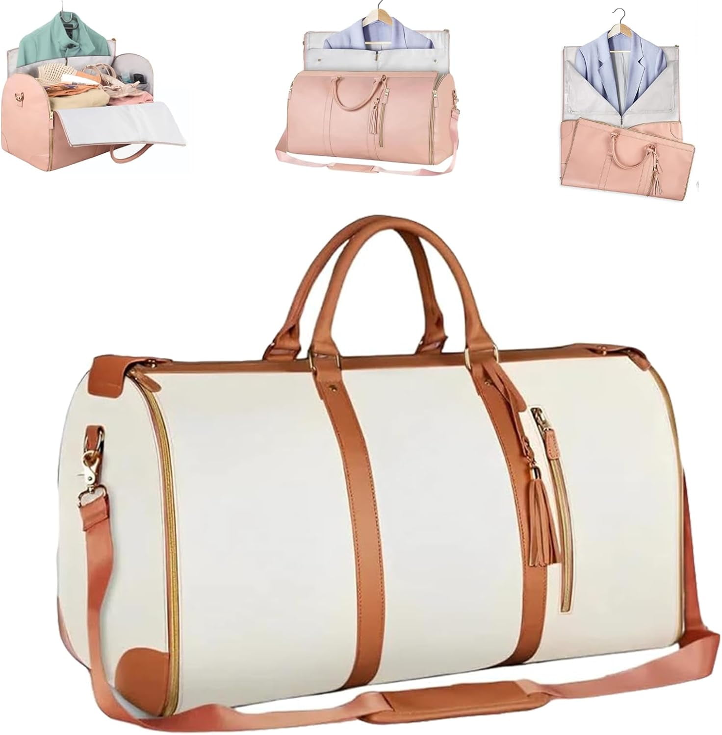 Garment Duffle Bag,Travel Bag,Carry Bag,Carry Garment Bag for Travel (Cream)