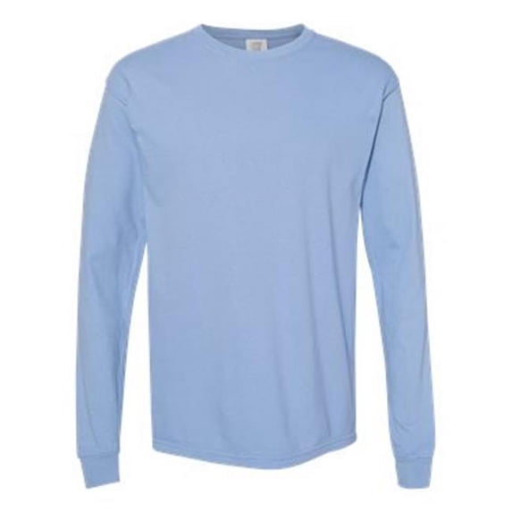Garment-Dyed Heavyweight Long Sleeve T-Shirt, Washed Denim - 3XL