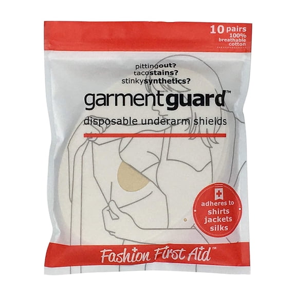 Garment Guard: The Original Disposable Adhesive COTTON Underarm Sweat Pads, Unisex to Prevent Armpit Stain (10 pairs, Beige)