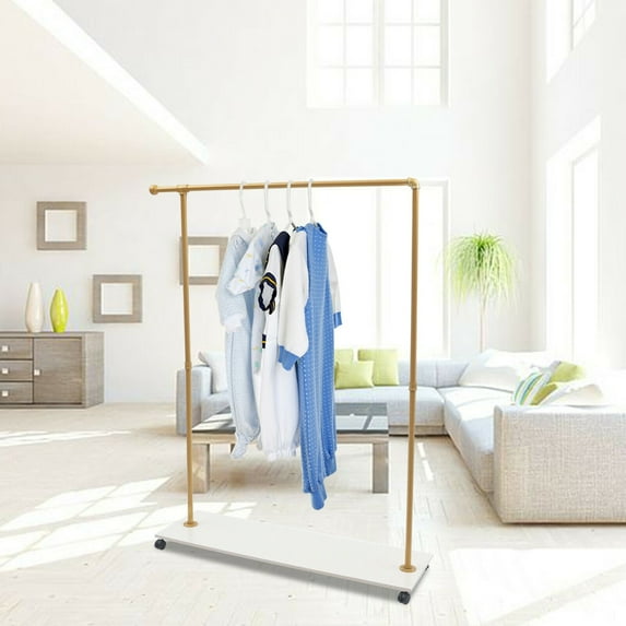 Garment Rack Clothes Hanger Round Tube Stand w/Wheels Storage Shelf