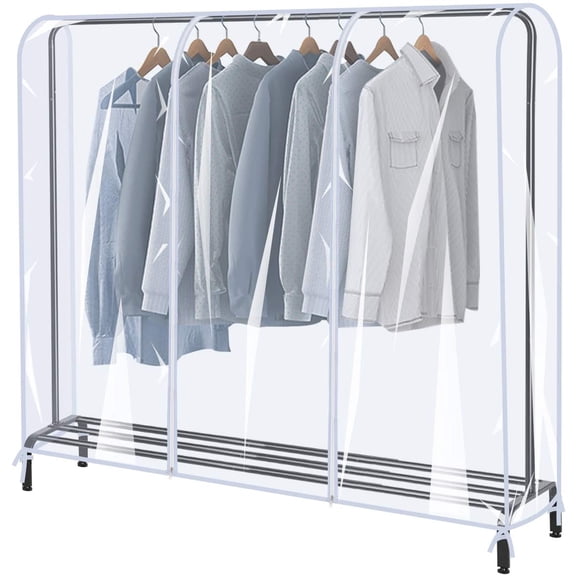 Garment Rack Cover,4Ft Transparent PEVA Clothing Rack COVER ONLY, Clear Clothes dustproof Waterproof Cover