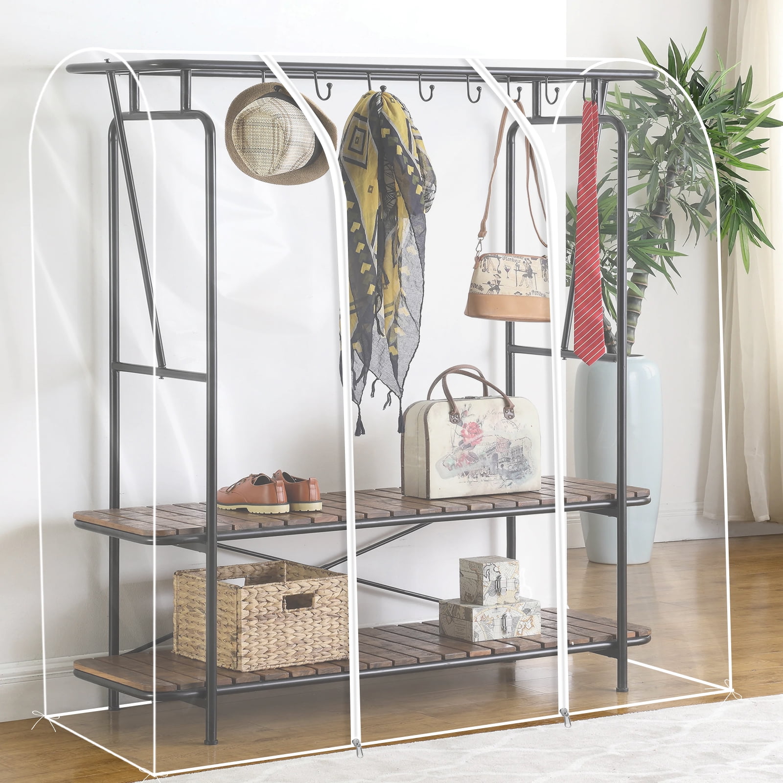 Garment Rack Cover Clear Clothing Rack Cover with Zipper Reusable ...