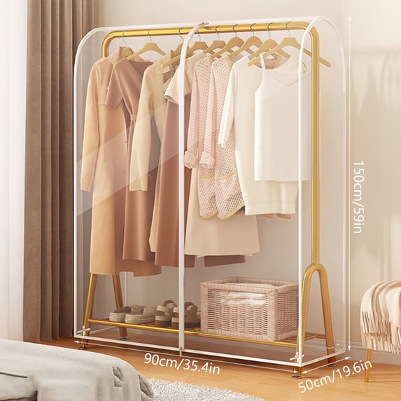 Garment Rack Cover, Clear Zippered Storage Protector, Dustproof and Waterproof Transparent Enclosure, for Open Closets and Seasonal Clothing, Households Organizing Wardrobes