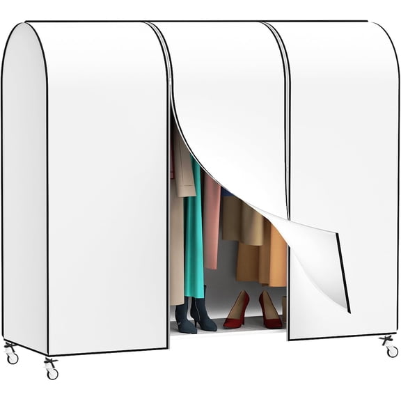Garment Rack Cover Large Cothing Rack with Cover 72 in, White