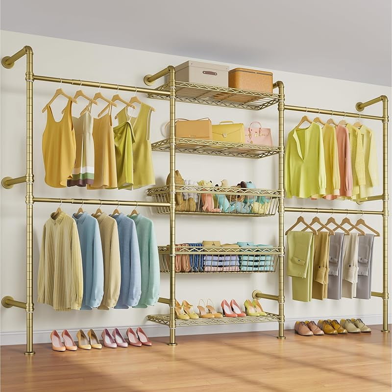 Garment Rack for Hanging Clothes Load 980lbs, Expandable Wall Mounted ...