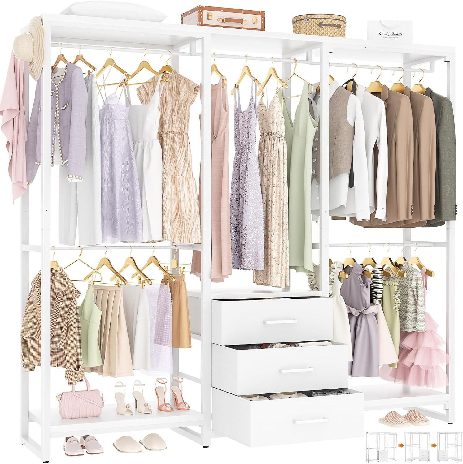 Drawer Rack Clothes Garment Rack Heavy Duty Clothes Rack for Hanging Clothes Clothing Rack ...