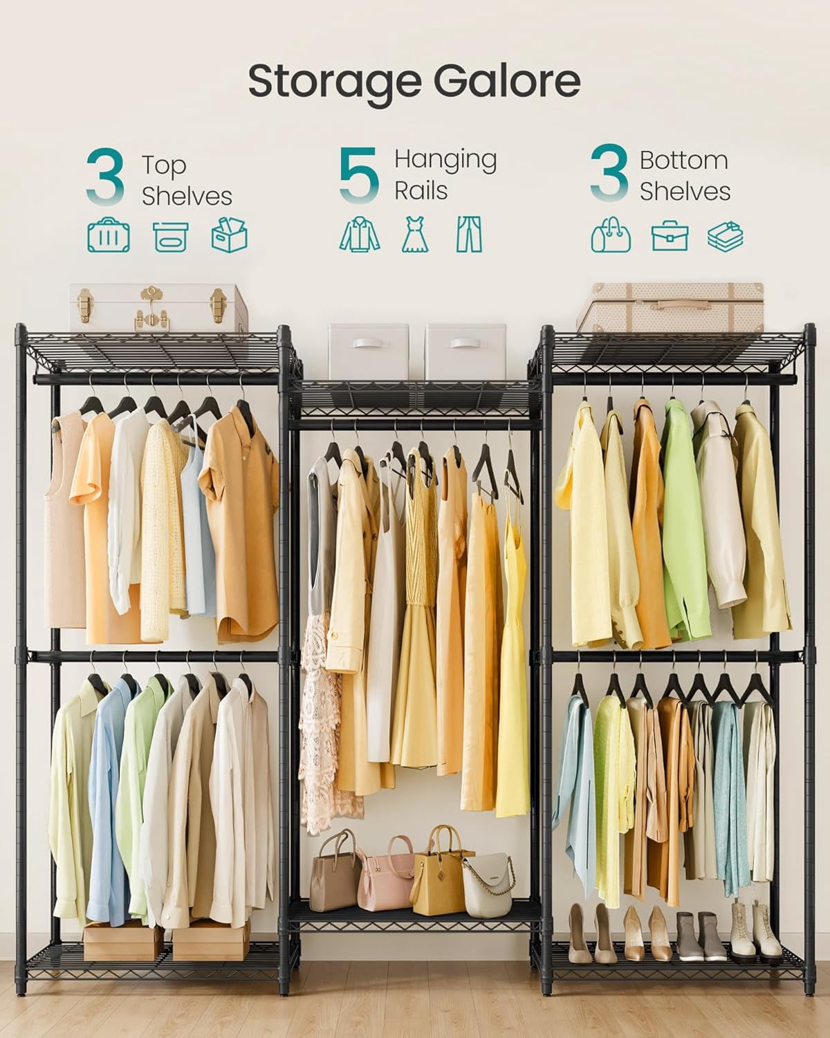 Garment Rack, Heavy-Duty Clothes Rack, Portable Closet Rack, 68.7-Inch ...