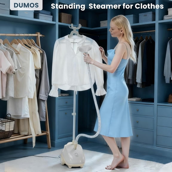 Garment Steamer for Clothes Standing, 1500W Efficient Clothes Steamer Standing, 1.7L Water Tank for 55 Min Continuous Steaming with Wheels, Professional Fast Heating Wrinkle Remover