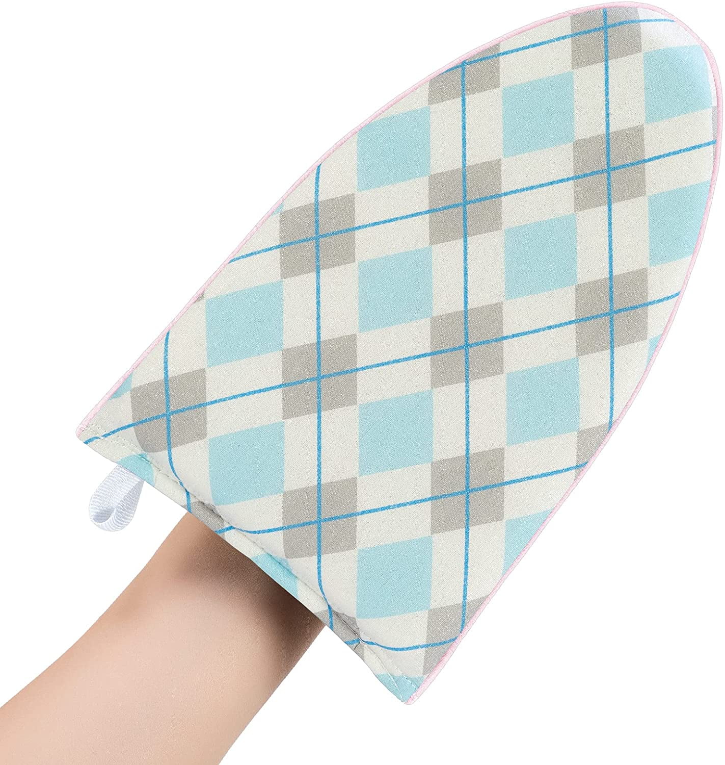 Garment Steamer Ironing Gloves Anti Steam Glove Heat Resistant Garment Steamer Mitt, Garment Steam Accessories for Clothes，Blue & White