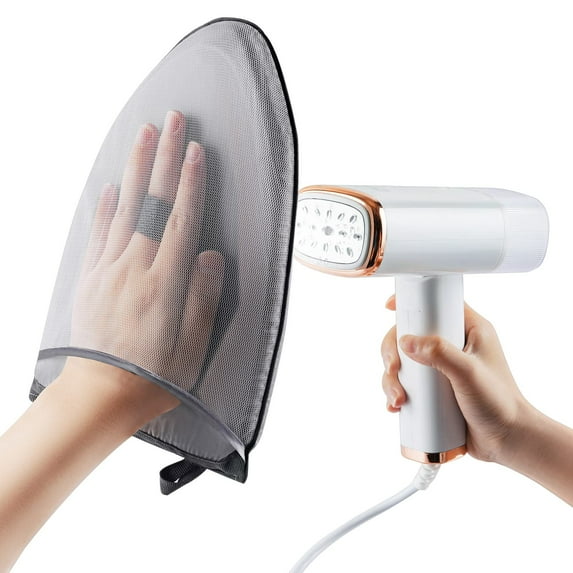 Garment Steamer Ironing Gloves with Finger Loop, Handheld Mini Steam Ironing Board, Anti Steam Gloves Heat Resistant Garment Steamer Mitt Protective Ironing Glove for Clothes(Gray Sharp)