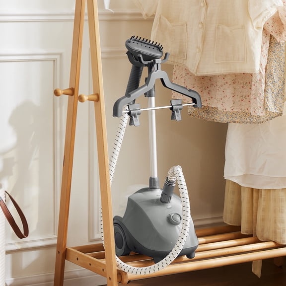 Garment Steamer, Standing Steamer for Clothes with Wheels & Adjustable Height, 1500W Powerful Steamer with 1.7L Tank, 55 Mins Continuous Steam, Auto Shut-Off
