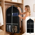 thumbnail image 1 of Garment Storage Bag with Mesh Pockets – Dustproof, Water-Resistant Non-Woven Suit Cover for Travel & Closet, Foldable with Window (43"x24"), 1 of 7