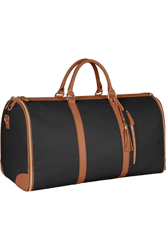 Garment Tote Bag for Travel with Shoe Pouch, 2 in 1 Convertible Hanging Suitcase Suit Carry On Duffel Bag, Large Leather Weekender Bag for Women, Water Resistant Carryall for Business Trip Weekend