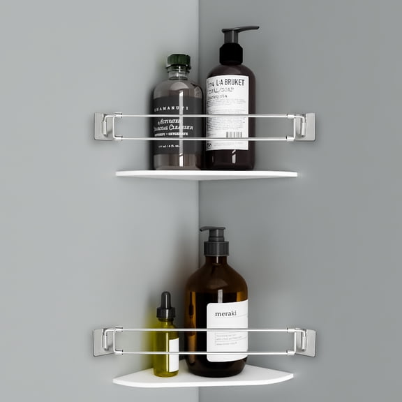 Garmic 4 Pcs RV Shower Corner Storage Bar, 180 Rotatable Stainless Steel RV Bathroom Corner Shelf Organization Bar for Camper Bathroom