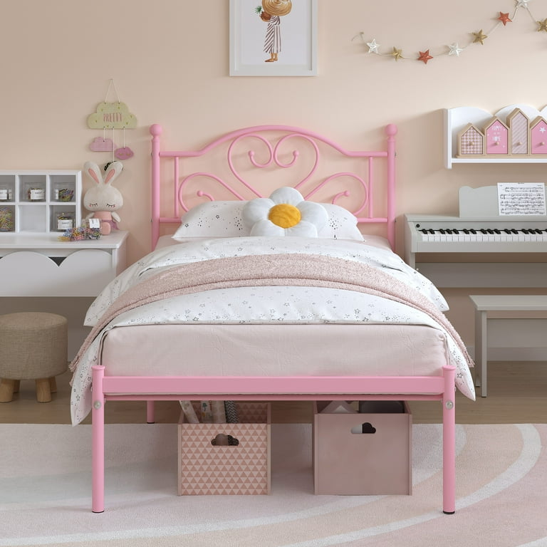 Pink twin on sale bed frame walmart