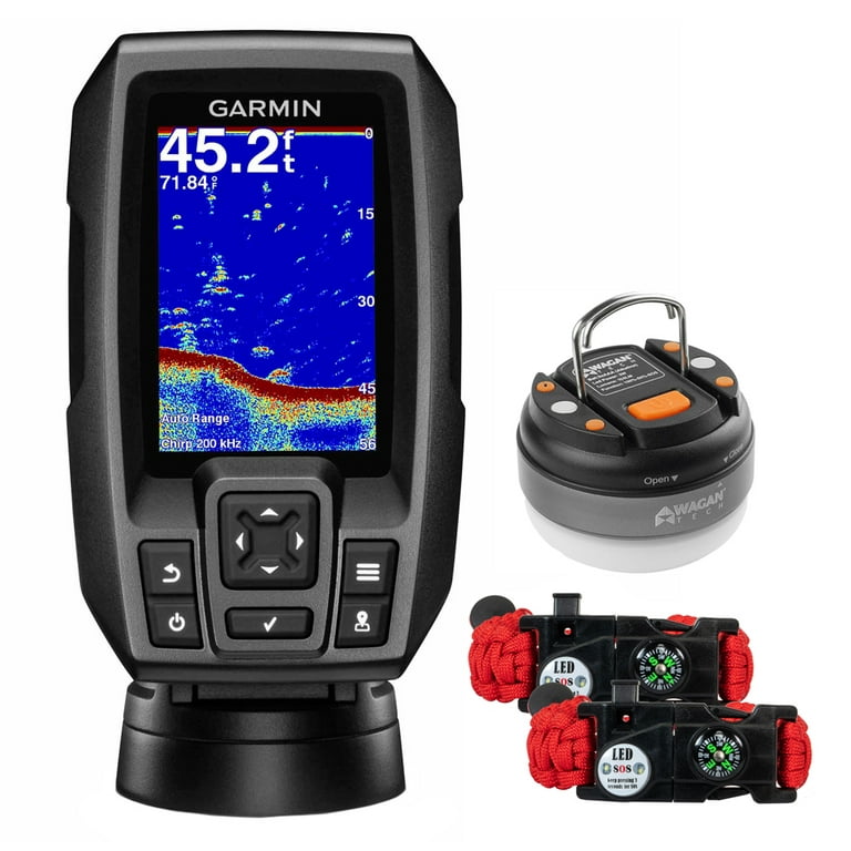 Garmin 010-01550-10 Striker 4 3.5-inch CHIRP Fishfinder with GPS and  Portable Kit Bundle with Wagan LED Brite-Nite Dome Lantern Flashlight and  2-Pack