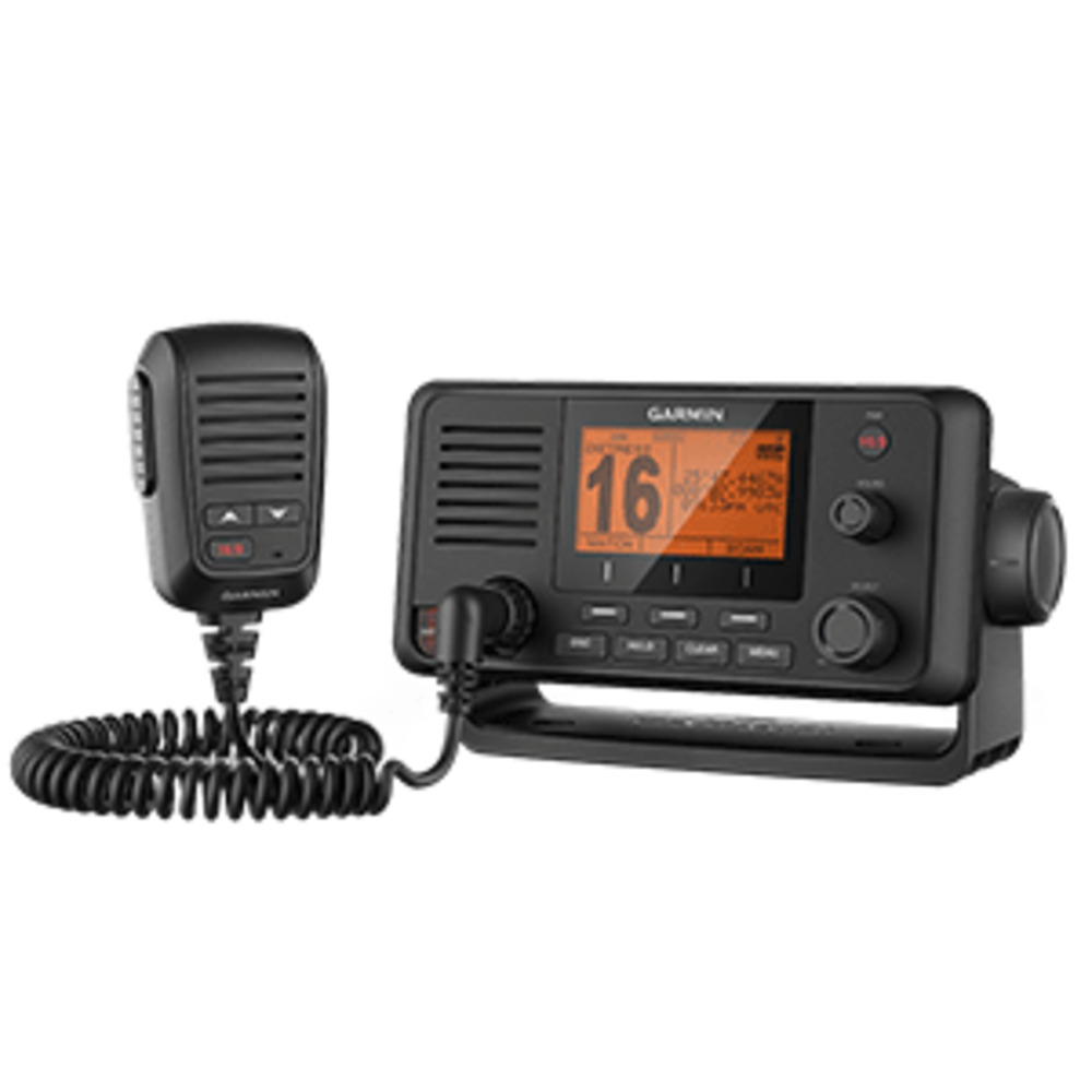 Garmin 010-02097-00 VHF 215 Fixed Mount Marine Radio with Removable Fist  Microphone Handset  Hailer Function