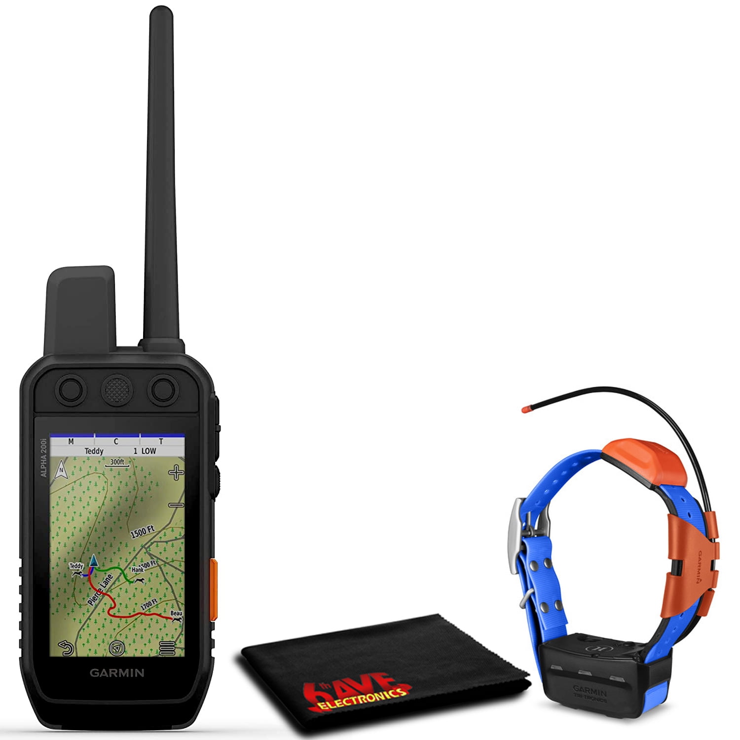 Garmin 010 02230 50 Alpha 200i Handheld Bundle with Garmin T9 GPS Collar and 6Ave Cleaning Cloth Walmart